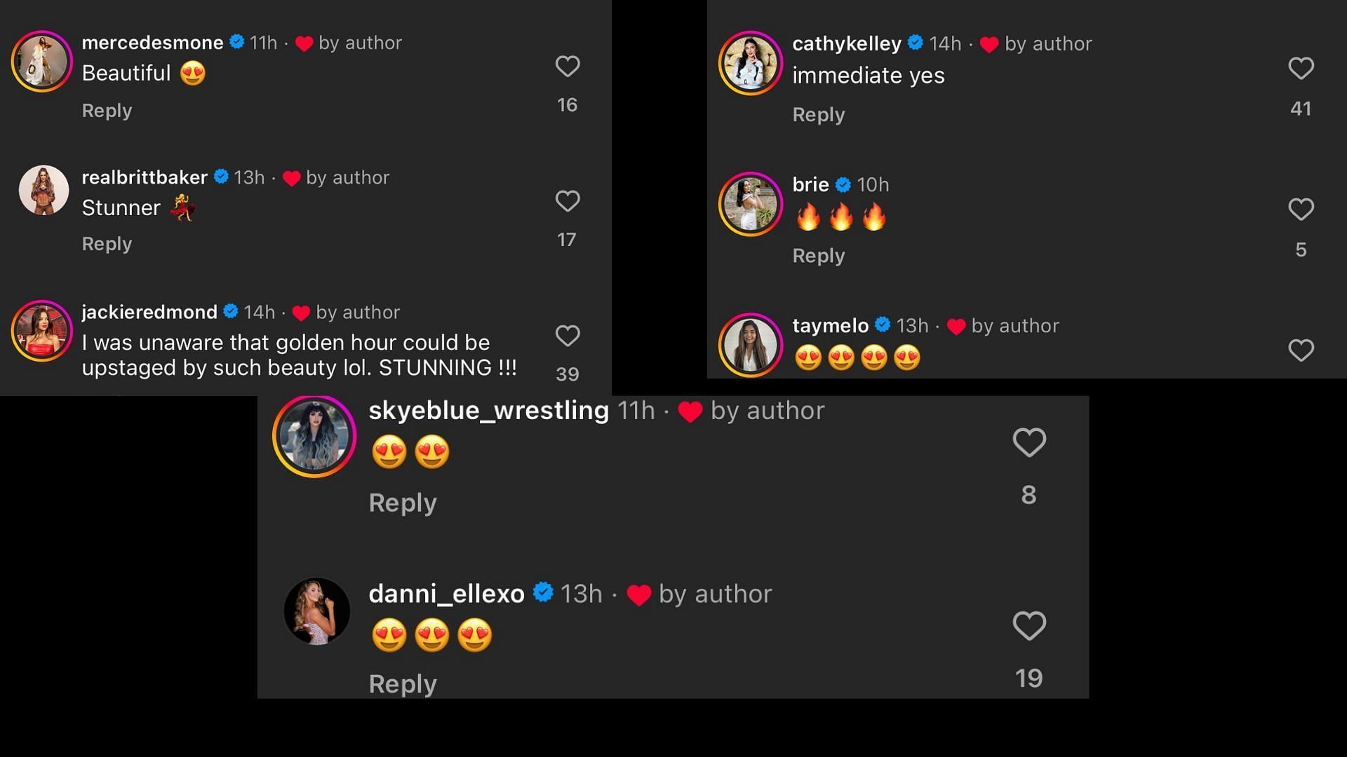 Wrestlers respond to Renee Paquette's outfit (Images via Paquette's Instagram handle)
